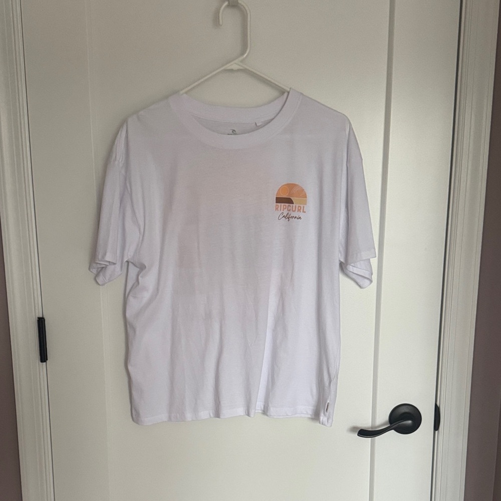 Rip Curl White T-Shirt with Subtle Orange Accent